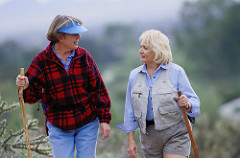 Old Adults going for a hike