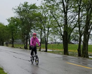Janice Branham biking on Thirty Mile Trail