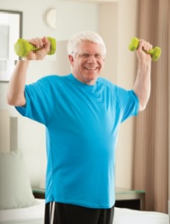 Man lifting light weights